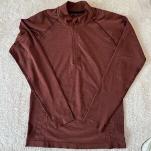 Alphalete 1/4 Zip Long Sleeve Jacket size Med Brick Red EUC Performance Mockneck
